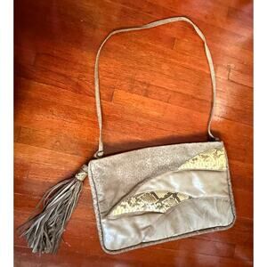 Vintage 60's Josef Rose Brown Snakeskin Leather Purse Tassel Bag Unique Texture